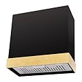 Akicon Wall Mounted Range Hood, Stainless Steel Ducted Range Hood 30 inch, Energy Saving, Kitchen Hood for Cooking, Powerful Vent Motor, Jet Black with Gold