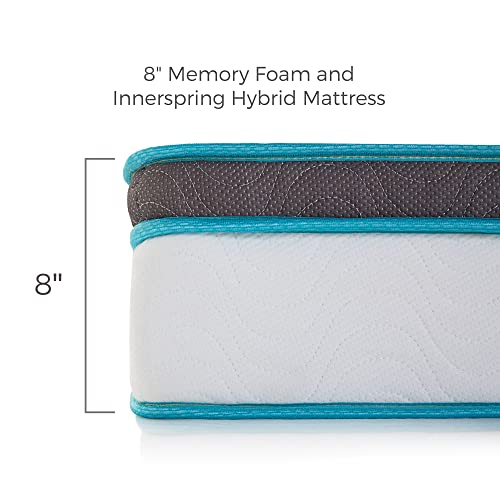 Linenspa 8” Memory Foam And Innerspring Hybrid Mattress + 14” Black Metal Platform Bedframe – Full Mattress + Metal Folding Full Bedframe #TOP2
