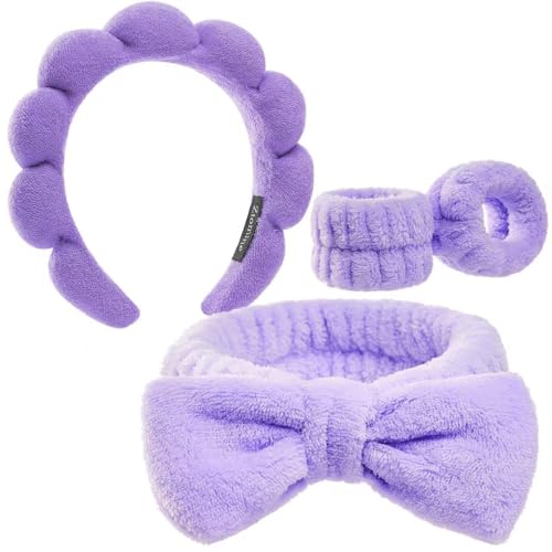 Ztomine Stirnbänder für Frauen – Spa-Stirnband und Armband-Set – Stirnband zum Waschen von Gesicht, Gesichtsmaske, Make-up und Hautpflege