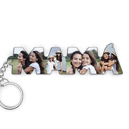 Transparent Gift Llavero Personalizado con Cuatro Fotos en Letras Mamá. Regalo Día de la Madre. Llaveros Personalizados con Foto. Regalos Originales para Mujer. Regalos para Madres en Cumpleaños