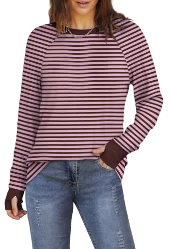 Image of XIEERDUO Womens Tunic Tops to Wear with Leggings Long Sleeve Thumb Hole Shirts Crew Neck Curved Hem