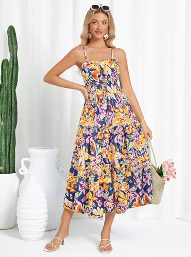 Image of GRACE KARIN 2026 Women's Spaghetti Vacation Sundress Summer Beach Flowy Boho Floral Maxi Dresses with Pockets