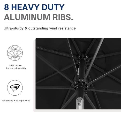 Image of ABCCANOPY 10FT Durable Solar Led Patio Umbrellas with 32LED Lights (Jet Black)