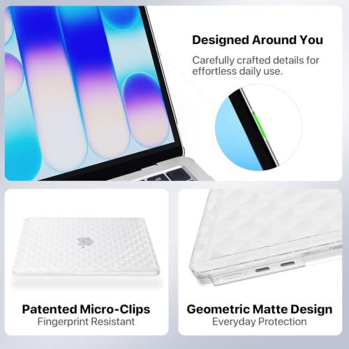 Image of Soonjet Compatible with MacBook Air 13 inch Case M5 M4 M3 M2 2026-2022 | Matte Clear, Prism Pattern, Fingerprint & Scratch Resistant, Protective Hard Shell, Ultra Thin Cover, A3449 A3240 A3113 A2681