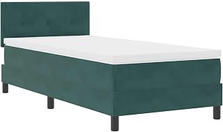 ATOMSTACK MAKER Boxspringbett mit Matratze & Topper, 100x200 cm, dunkelgrün, samtweich, verstellbares Kopfteil (2 Höhen), RGB-Beleuchtung, Lattenrost inkl. – modernes Schlafzimmer-Bett für Entspannung
