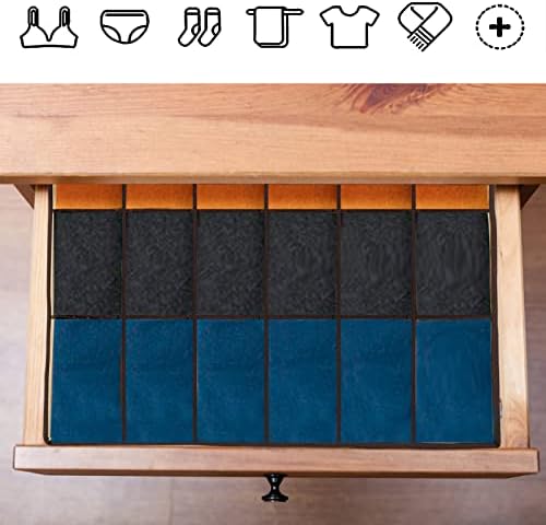 Yorgewd 3-Pack Drawer Organisers, Foldable Drawer Dividers Wardrobe Organisers Closet Organisers Storage Box for Socks, Ties, Underwear( Grey)