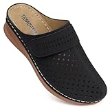 TEMOFON Clogs for Women Slip on Mules: Comfortable Arch Support Clogs Black Size 9 - Closed Toe Sandals Flats Dressy Summer - Wedge Low Clogs Shoes