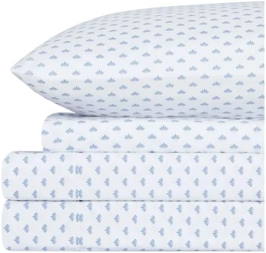 Microfiber 6-Piece Sheet Set 17" Extra Deep | Cool, Crisp, Breathable Bed Sheets - Brushed for Softness | Blue Shell Motif
