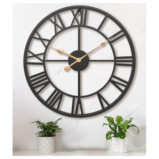 30 Inch Extra Large Giant Wall Clock,Oversized Round Silent Vintage Industrial Black Metal Farmhouse Big Roman Numeral Wall Clocks for Living Room,Kitchen,Bedroom Home Decor