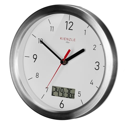 Kienzle DCF-Badezimmeruhr wasserdicht, Funkuhr mit automatischer Zeiteinstellung, Digitale Temperatur- & Luftfeuchtigkeitsanzeige, Wand- & Standmontage, batteriebetrieben