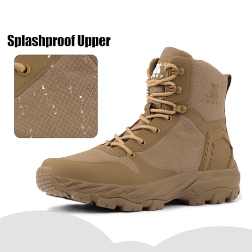 Image of Lightweight Tactical Military Boots for Men Comfortable Breathable Durable YKK Side Zipper Anti-Slip Police Combat Duty Boots