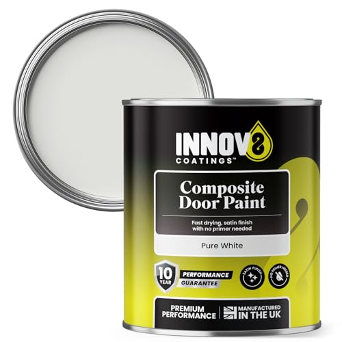 INNOV8 COATINGS COMPOSITE DOOR PAINT - 750 ml - No Primer or Top Coat - Fast Drying - Satin Finish - Pure White
