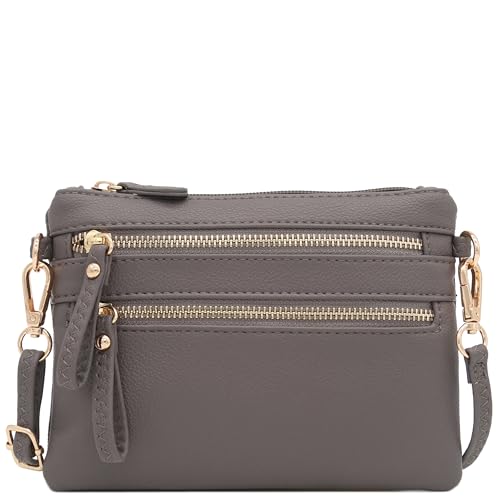 Image of FashionPuzzle Multi Zipper Pocket Small Wristlet Crossbody Bag
