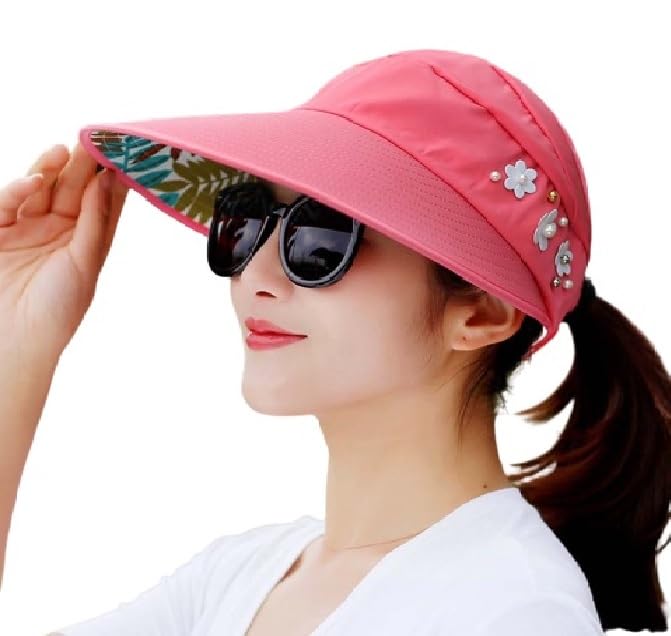 frackson Sun Visor Hats for Women UV Protection Wide Brim Summer Cap for Girls Hat UV Protection Breathable Casual Beach Hat, Sun Protection Cap for Women (Watermelon).-picture-33