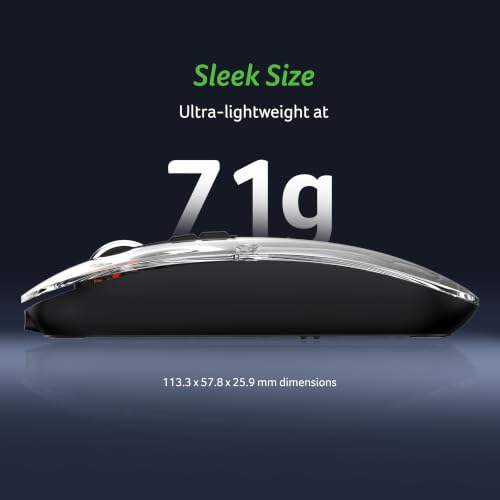 Image of Acer Clearview Wireless Mouse, Dual Mode Bluetooth 5.2 & 2.4GHz, Rechargeable 500mAh Battery, RGB Lighting, 3200 DPI Adjustable, Silent Portable Mouse for Laptop, PC, Mac & Tablet, Black