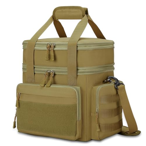 Gafetrey Tactical Lunch Box for Men, Brown, Nylon, Large Capacity, Multi-Pocket, Insulated, Water-Resistant, Leakproof, Tactical Design