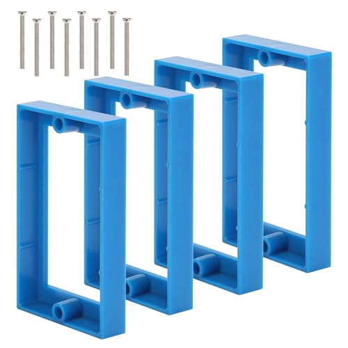 Single Gang Receptacle Outlet Box Extenders 1/2",Electric Outlet Extender Box with 8 Screws,Receptacle Extender for Electric Box and Electric Outlet Switches, Blue (Pack of 4)