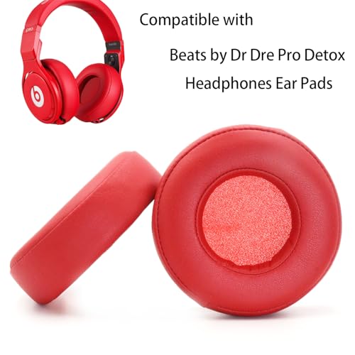 Replacement Ear Pads for Monster Beats Pro by Dr. Dre Headphones - Red | for Beats by Dr. Dre Pro Headphone, Protein Leather Ear Cups, Earpad Cushions Compatible with Monster Beats Detox Pro Headset miniatura 3