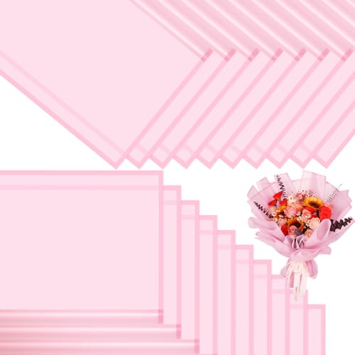 CCIJESW 20 Sheets Flower Bouquet Wrapping Paper Korean Floral Paper Pink