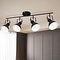 HiBay Ceiling Track Lighting Fixtures, Adjustable 4-Light Flush Mount Spot Light, Industrial LED Track Lights Black Spotlight Indoor for Kitchen, Dining Room, Bedroom, E26 Base (Bulbs Not Included