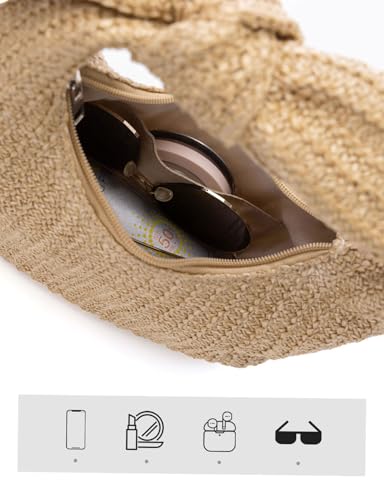 Image of BRYCTSISEN Women Straw Beach Clutch Purse Handbag Summer Elegant Vacation Style Shoulder Bag Crossbody Bag