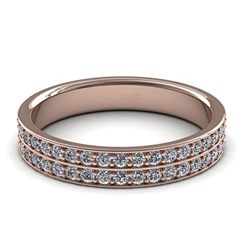Anillo de compromiso de oro rosa 18K con engaste de garras talla 47 a 70 2