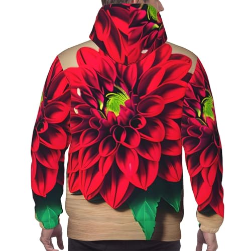 Pull à capuche rétro homme dahlia rouge vêtement décontracté saisons