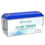 Oasesenergy 12V 200Ah LiFePO4 Batterie, integriertes 200A BMS, 2560Wh Lithium Batterie mit Klasse A LiFePO4 Zellen, 10 Jahre Lebensdauer perfekt für Wohnmobil, Camper, Energiespeicher, Van, Off-Grid