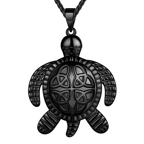 beautlace Turtle Necklaces/Rings Celtic Knot Pendant Silver/18K Gold/Black Gun Plated Animals Necklace Jewelry Gifts for Men and Women