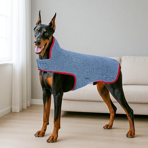 Image of cyeollo Sherpa Dog Coat Reversible Dog Jackets for Large Dogs, Blue, 3XL