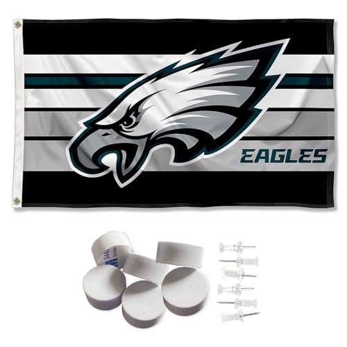 WinCraft Philadelphia Eagles Black Stripes Banner and Tapestry Wall Tack Pads