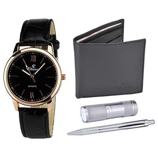 Coffret cadeau Montre Homme Noir Lampe LED - Stylo