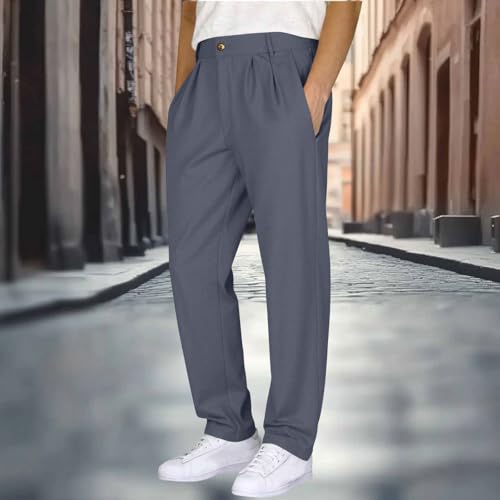 Men's Golf Business Pants Straight Leg Pleated Suit Pant Casual Loose Work Summer Fall Outfit Trousers with Pocket2