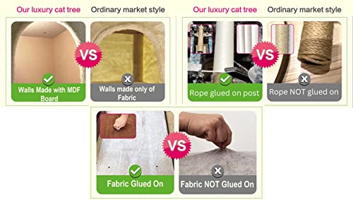 Image of Go Pet Club 72 inch Tall Cat Tree Tower with Cat Condos - Large Cat Tree - Cat Tower for Indoor Cats - Play Scratch Hide Climb Activity Furniture with Toy - Beige