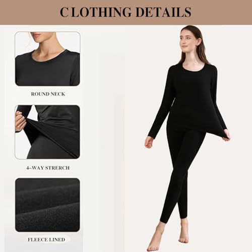 casme Thermal Underwear for Women Cold Weather Top Bottom Soft Stretch Fabric Weightless Imperceptible for Winter Daily Wear Outdoor Activities