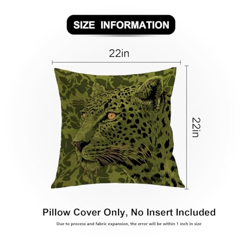 Housse de coussin léopard taie oreiller carrée vert olive 2pcs - 6