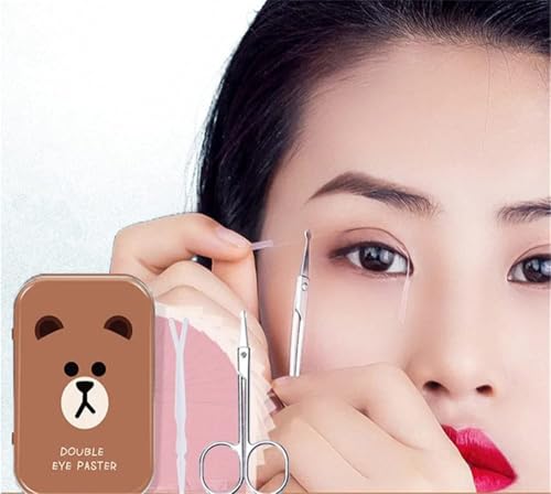 Double eyelid tape Eyelid Tape Invisible Eye Stickers Double Sided Tape Invisible Eyelid Lifter Strips for Hooded, Droopy, Uneven, Mono-eyelids (with Fork rods, Scissorsï¼‰