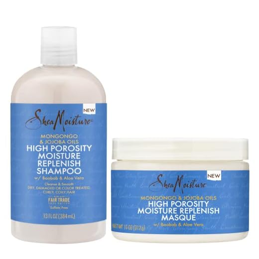 Shea Moisture Shampoo, High Porosity for Curly and Coily Hair (13 Oz) + Hair Masque (12 Oz), High Porosity Hair Products, Cleanse and Smooth, Shea Moisture Conditioner Masque, Coily Hair Products