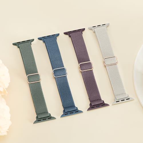4 Pack Slim Stretchy Solo Loop Compatible with Apple Watch Band 38mm 40mm 41mm 42mm 44mm 45mm 46mm 49mm Women Men, Sport Nylon Elastic Straps Wristbands for iWatch Series 10 9 8 7 6 5 4 3 Ultra SE - Thumbnail 5