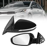 19-24 Left Driver Side Mirror Compatible with KIA Forte 2019 2020 2021 2022 2023 2024, W/Blind Spot Indicator/Heated/Manual Folding/Power Glass Door Mirror Replace 87610M7090 KI1320225 (8 pins)