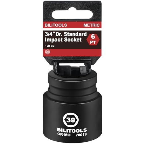 BILITOOLS 3/4" Drive Impact Socket 39mm, Metric, Axle Nut Socket