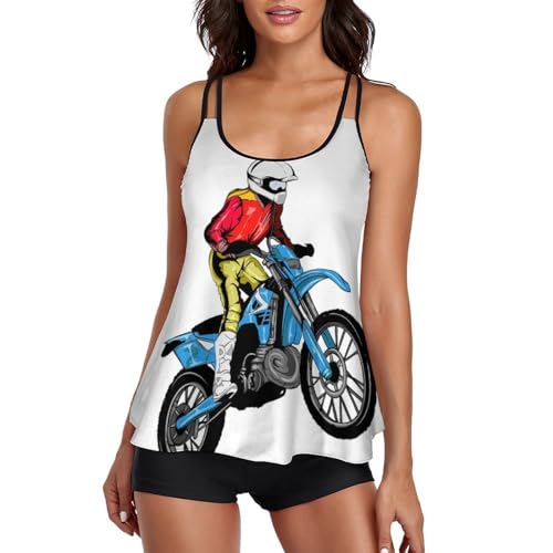 Maillot de bain tankini femme avec short de garçon et robe de plage intégrée