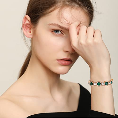 WOWORAMA Wedding Bridal Bracelet for Women Brides Bridesmaids Sparkly Austrian Crystal Teardrop Bracelet Bangle Rhinestone Elastic Stretch Bracelets for Wedding Party Prom4