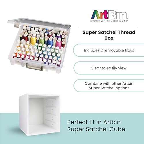 ArtBin Super Satchel Thread Box - Versatile Thread Storage for Sewing, Embroidery, and Quilting - 108 Pegs, Portable Design, Compatible with ArtBin Accessories - Made in USA, Transparent and Compact by ArtBin - Image 6