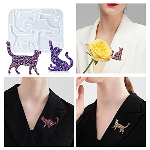 Moldes de resina para gatos fáciles de desmoldar con hebilla para joyas 5