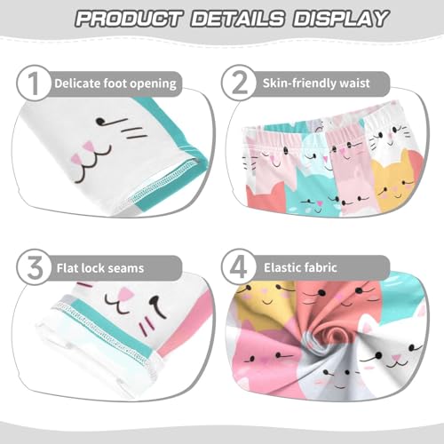 Toddler Girls Leggings Printed Yoga Pants Leggings Blue Pink White Cat for Kids3