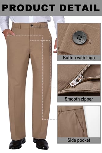 Image of Soojun Men's Classic Fit Flex Waist Flat Front Dress Pant