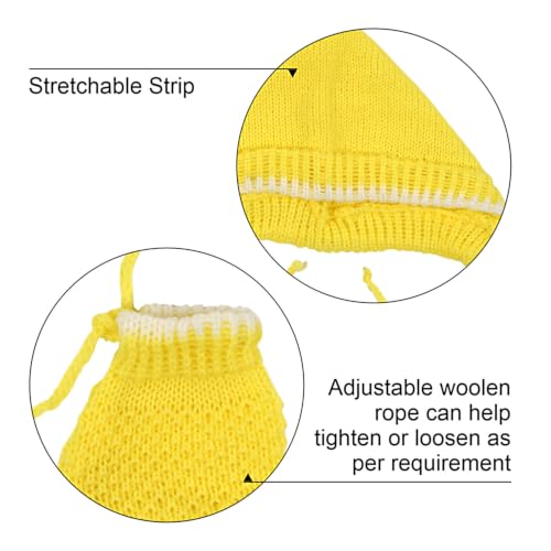 Image of Baby Woolen V-Neck Sweater /Winter Wear For Baby Girl And Baby Boy(Yellow, 0 To 3 Months) 3 Pcs Set