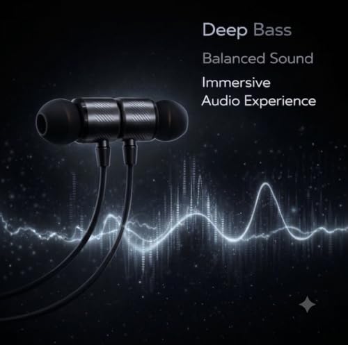 Image of Type C Wired Earphone, Deep Blue, Magnetic, with Premium Pouch, 120 cm Wire, Gaming, Compatible with All Smart Phones, Android, iPhone, iPhone 17,16, SAMSUNGS-26,25 (Black)
