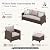 HERA'S HOUSE Wicker Patio Furniture Set, 7 Pieces Outdoor Seating Furniture, Patio Conversation Sofa Sets with Ottomans for Backyard Lawn Deck, Beige